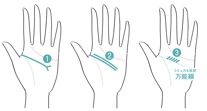 万能線を含む器用な人の手相画像